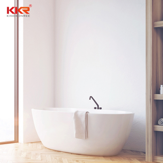 现代设计固体表面浴缸哑光白色人造石浴缸独立式浴缸丙烯酸KKR-B003亚博网站快三